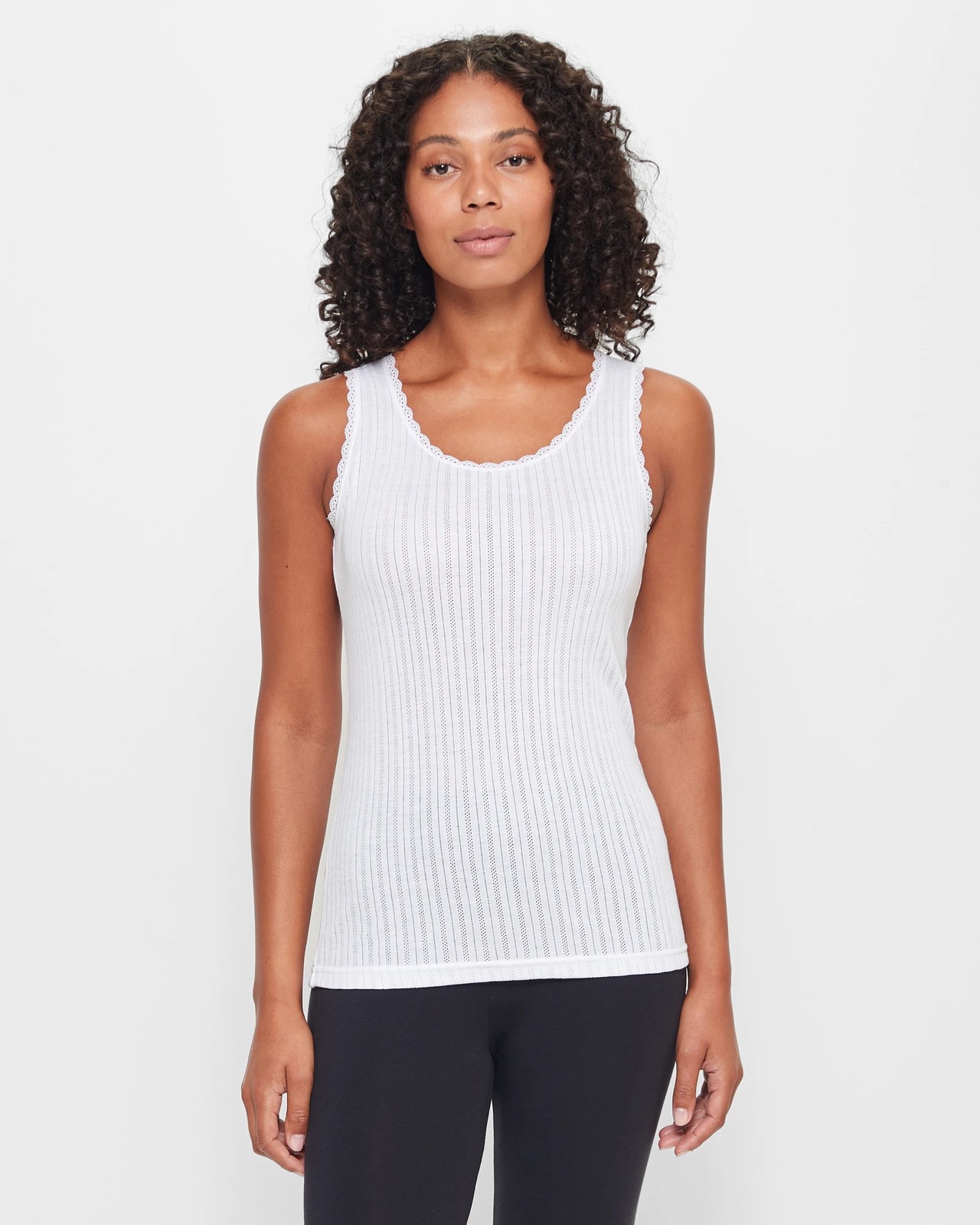 Aus Ribbed Vest Top in White