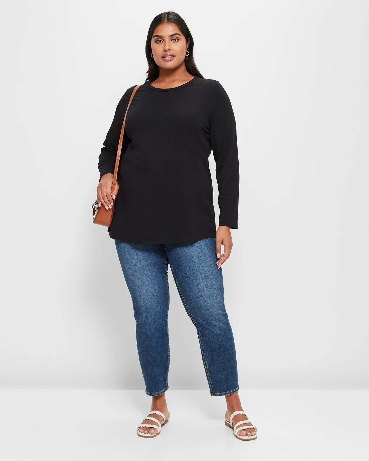 Plus Size Australian Cotton Long Sleeve Crew T-Shirt | Target Australia