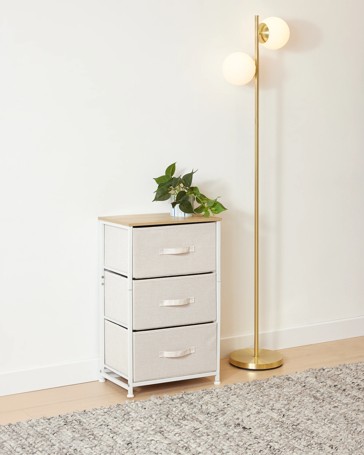 Anko Linen Look 3 Drawer Chest - Beige