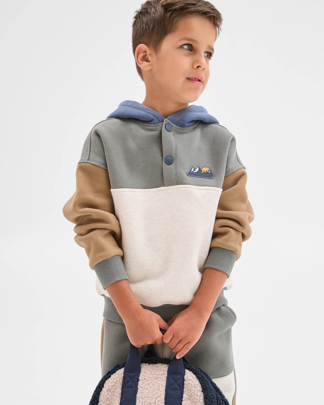 Australian Cotton Blend Hoodie and Trackpants Set - Green/Oat 3 of 6