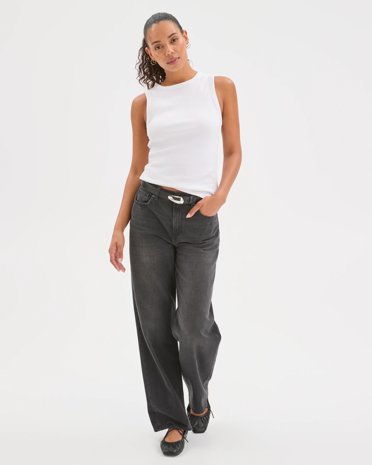 Australian Cotton Ribbed Tank Top - White 5 of 6