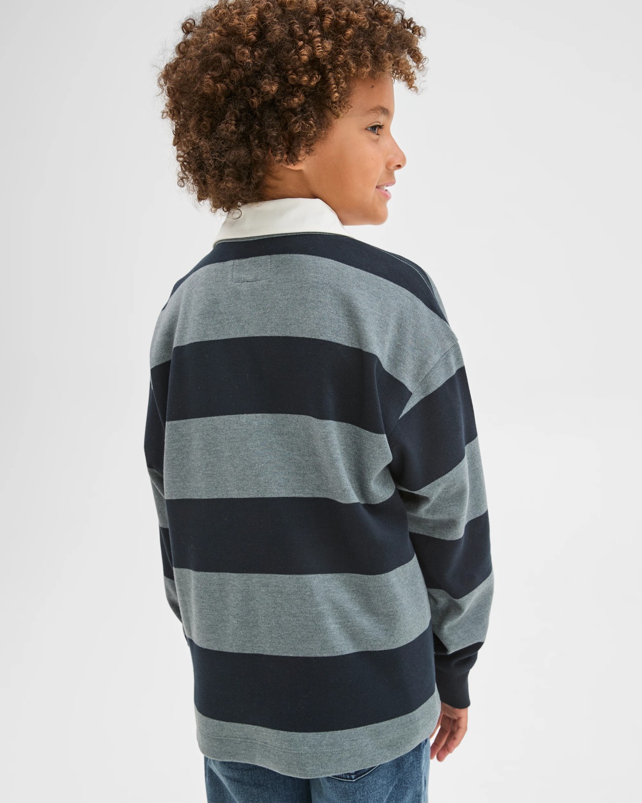 Australian Cotton Stripe Rugby T-Shirt - Black / Dark Grey 3 of 5