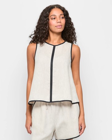 European Linen Binding Tank Top