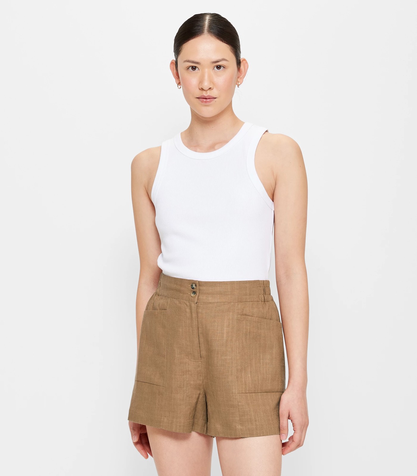 Linen Blend Seam Front Shorts | Target Australia