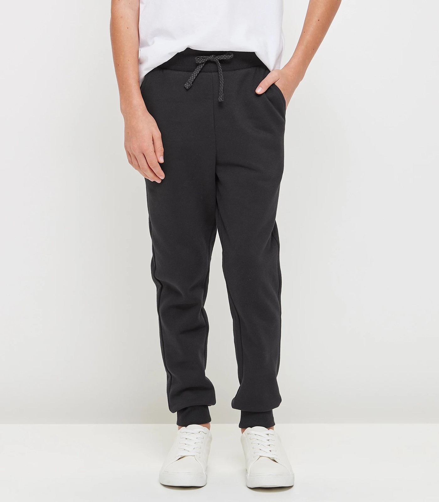 Slim Fit Basic Fleece Trackpants - Black | Target Australia