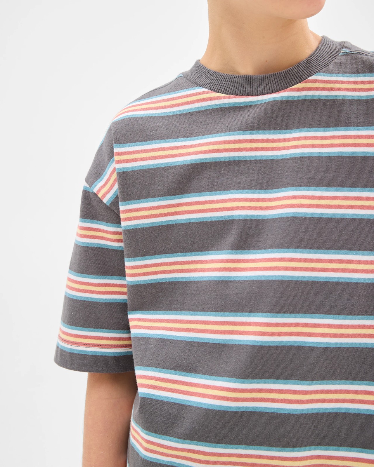 Australian Cotton Oversized Striped T-Shirt - Multi 3 of 6