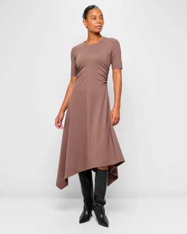 Ponte Asymmetrical Midi Dress - Preview