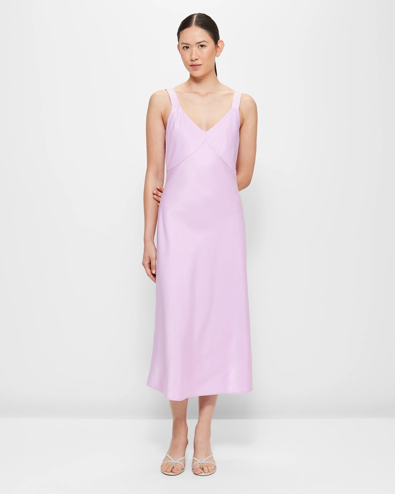 Satin V-Neck Slip Dress - Preview