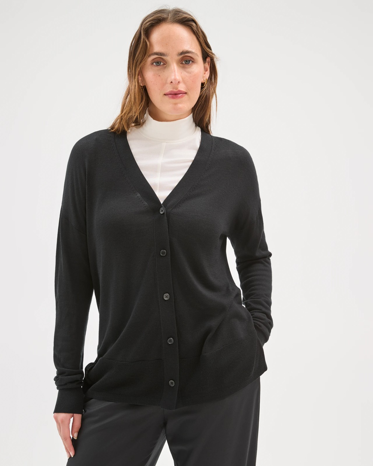 Preview Long Sleeve Boxy Cardigan - Black 5 of 6