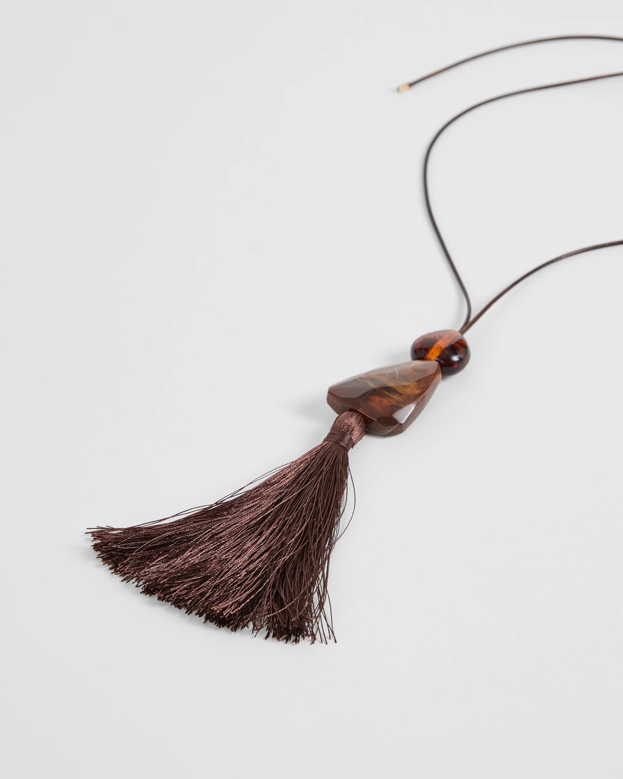 Bead Tassel Pendant Necklace - Chocolate 2 of 2