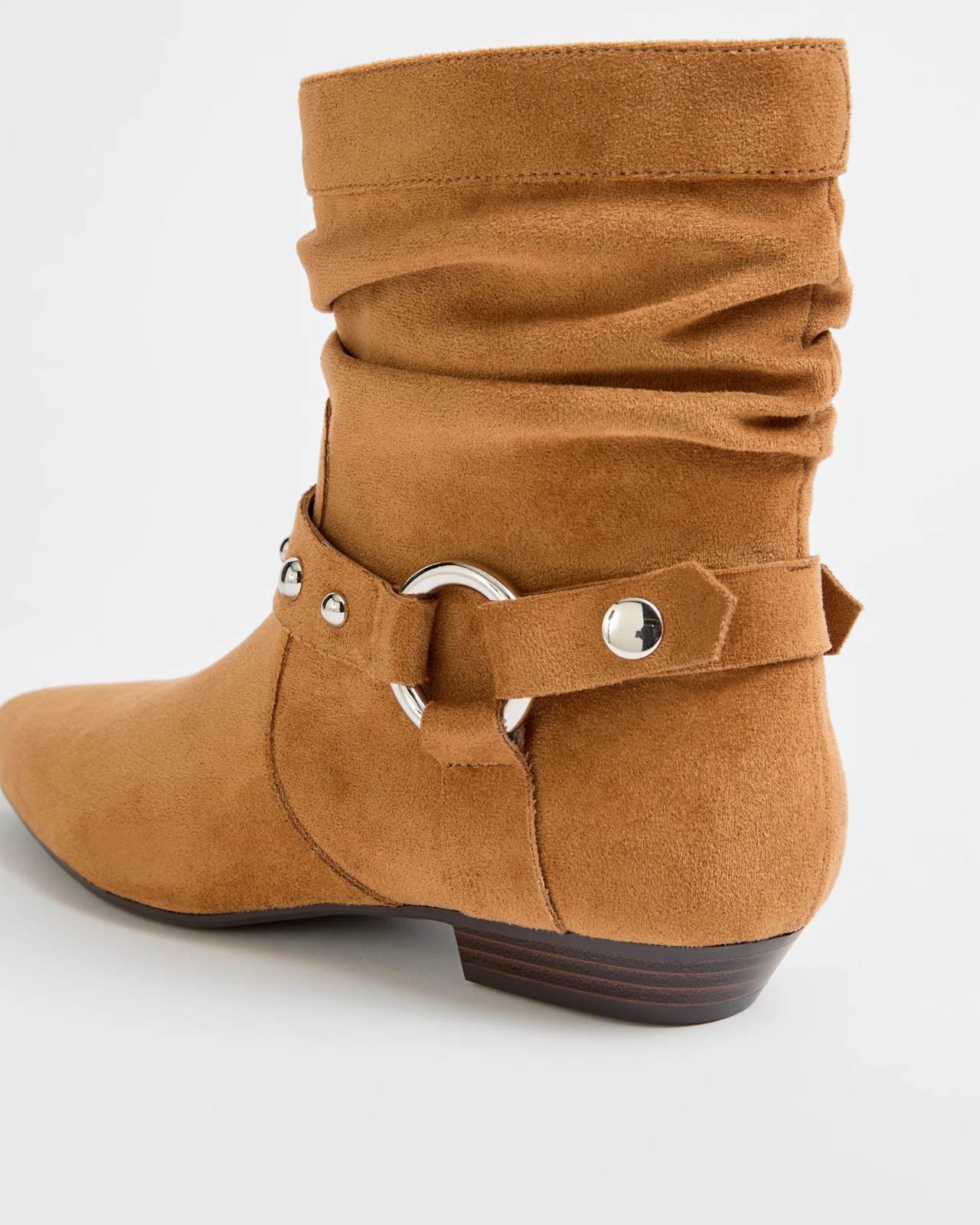 Studded Low Heel Boot - Cleo - Chestnut Microsuede 3 of 3