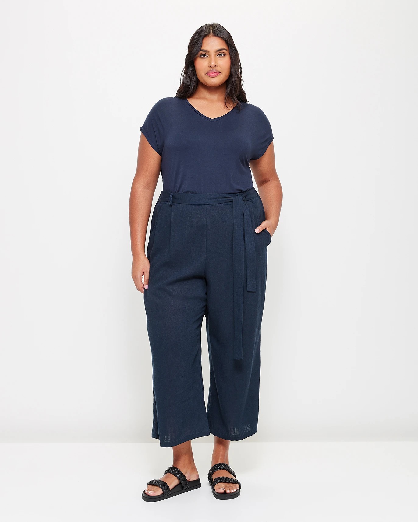 Curve Linen Blend Crop Pants | Target Australia