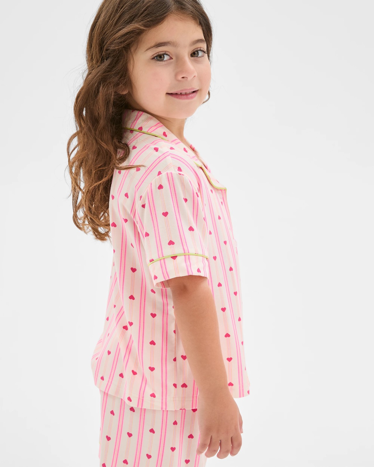 Bamboo Younger Girls Button Through Knit Pyjama Set - Heart 3 of 6