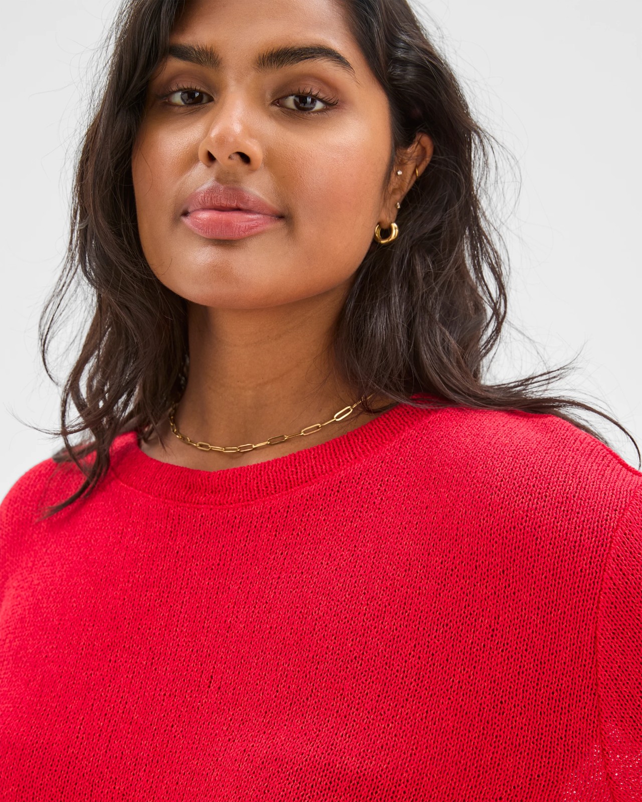 Plus Size Australian Cotton Blend Textured Jumper - True Red 4 of 5
