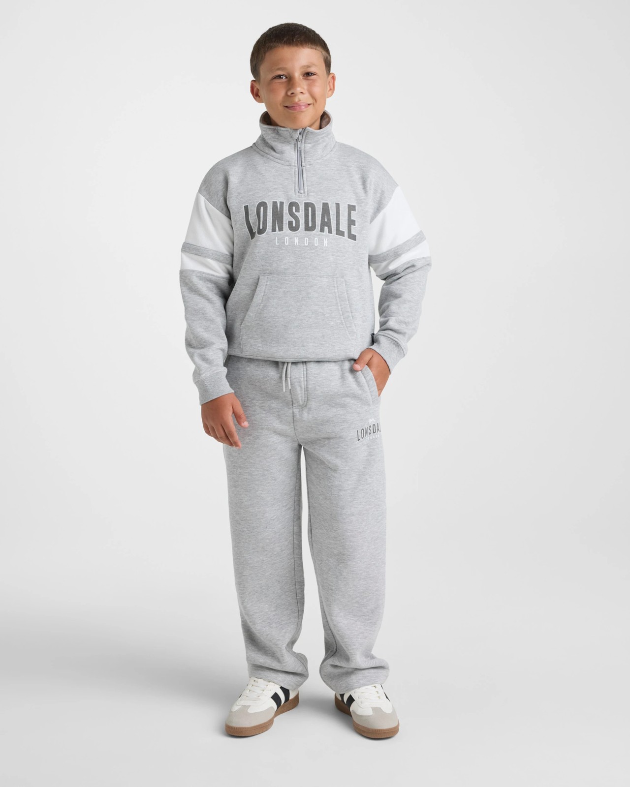 Lonsdale London Boys Retro Sport Trackpants - Grey Marle 5 of 5