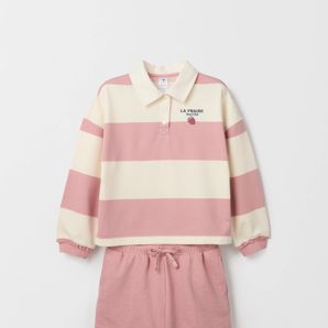 Australian Cotton Blend Striped Rugby Top and Shorts Set product image