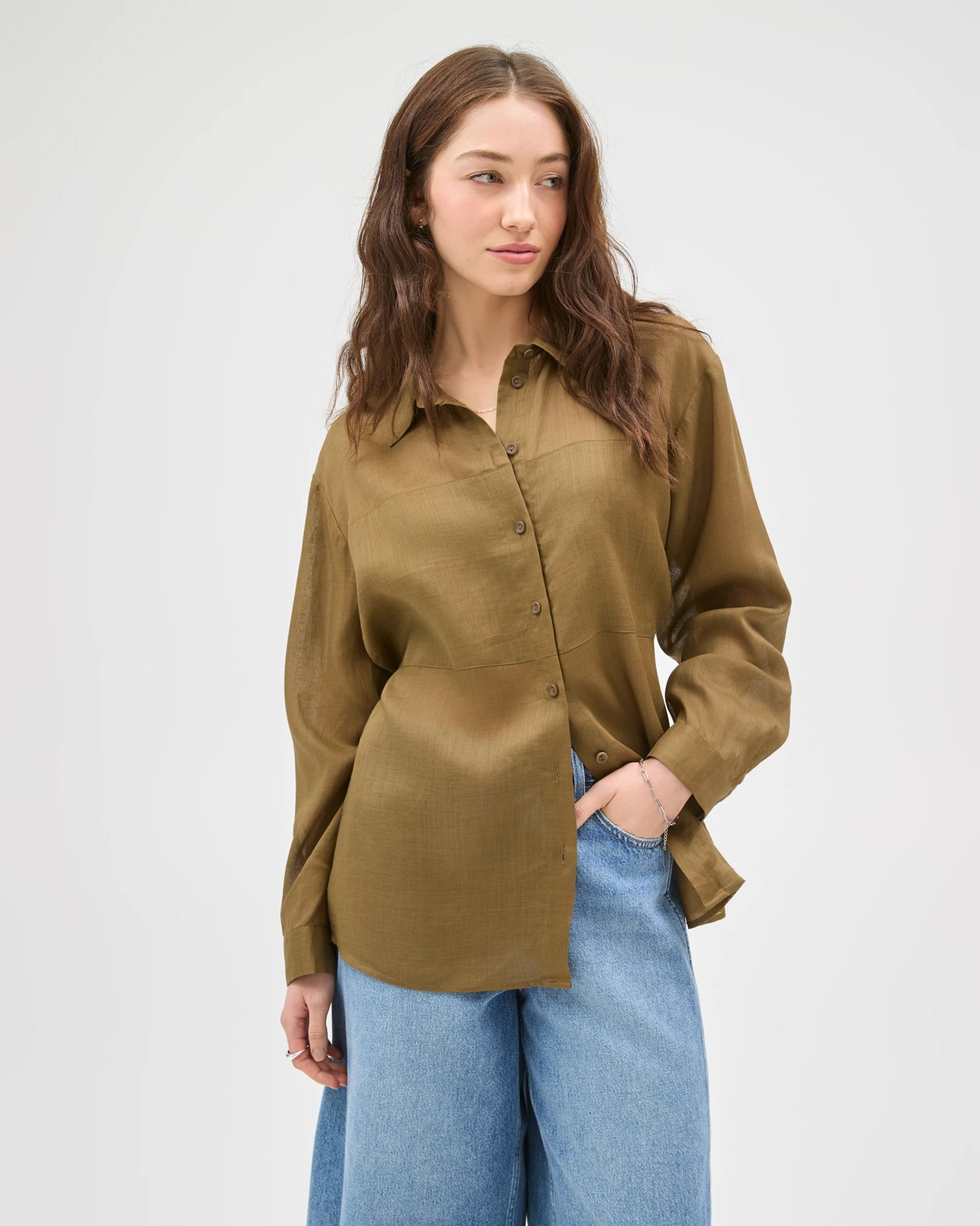 Lily Loves Sheer Shirt - Deep Moss 5 of 6
