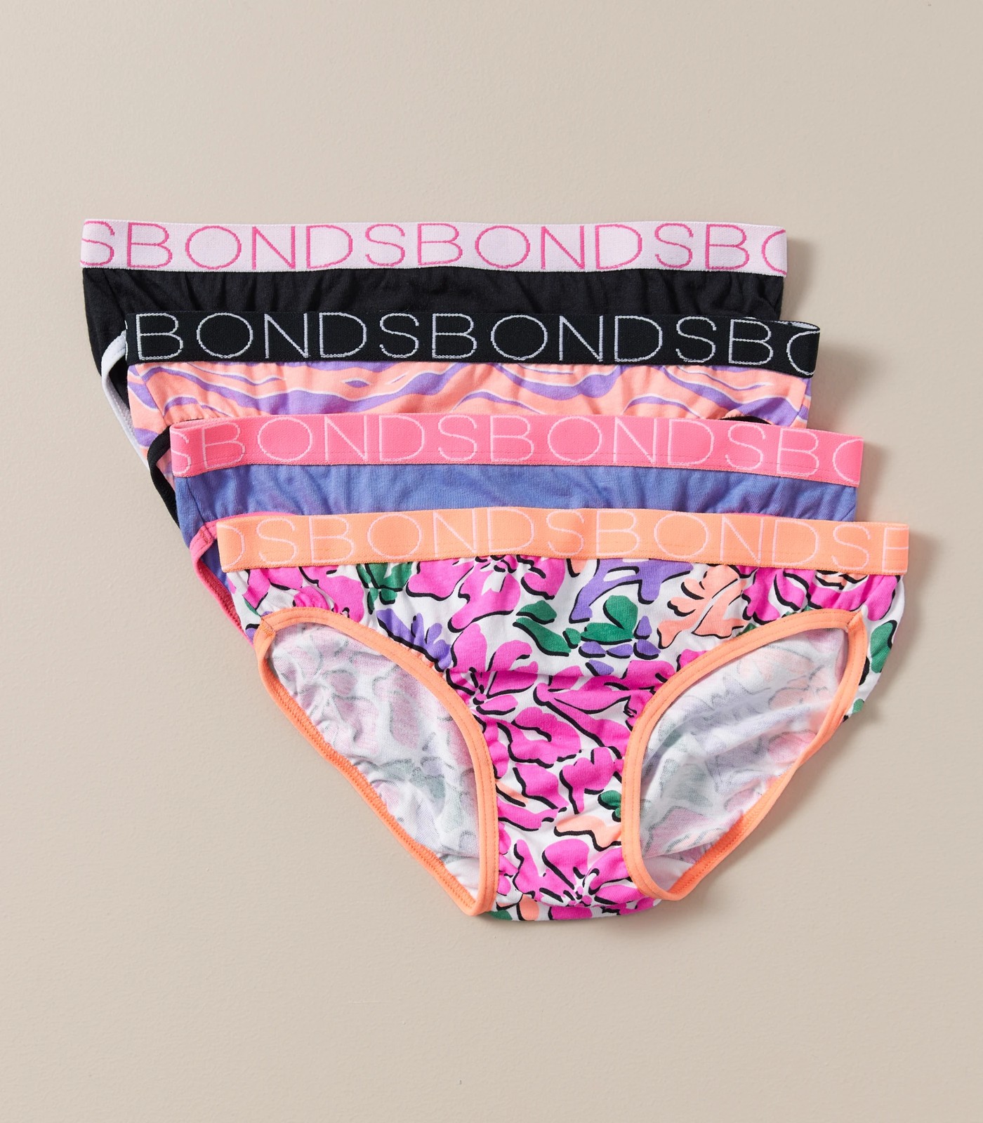 BONDS Girls 4 Pack Bikini Underwear - Hawaiian Haze – Bambinista