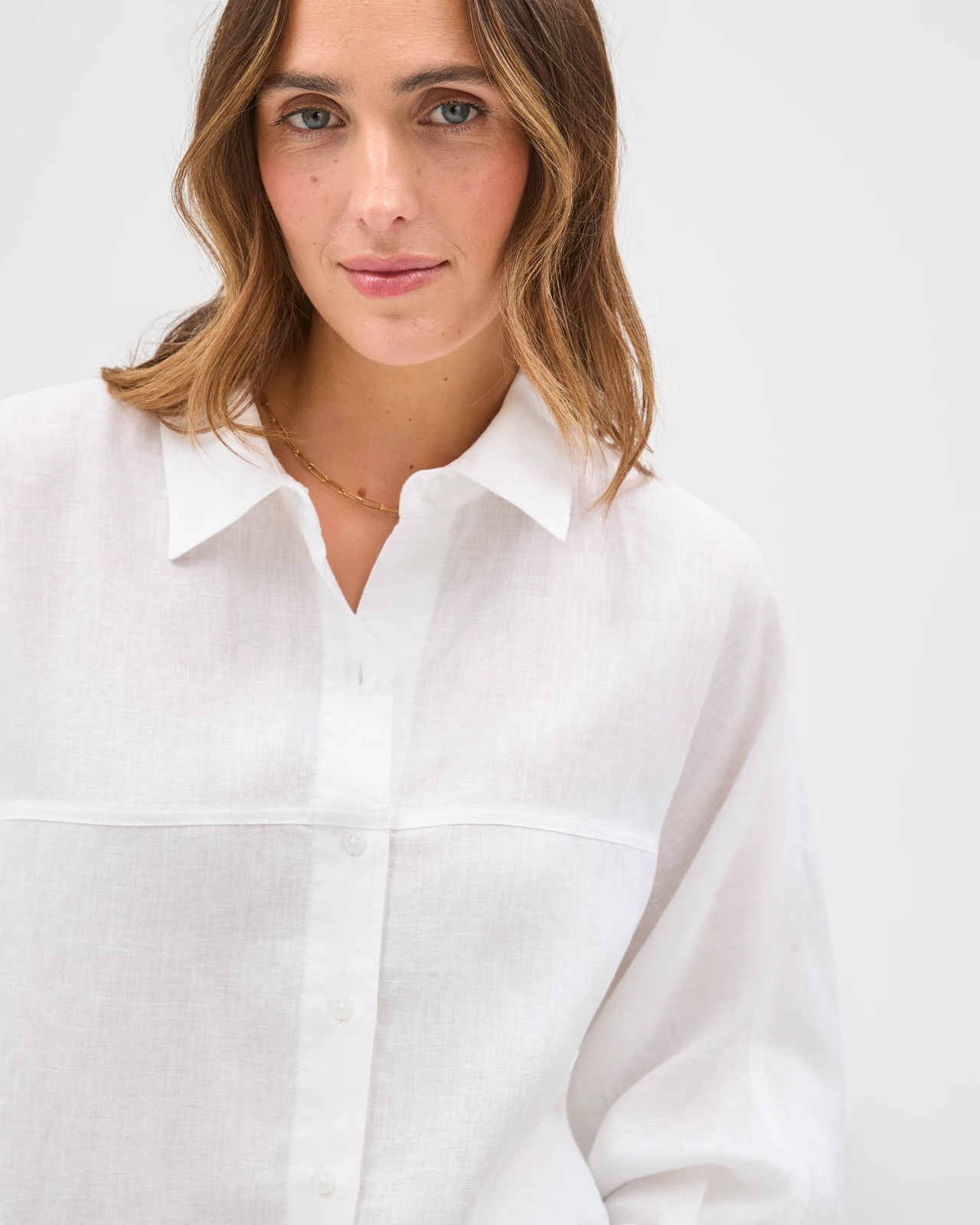 European Linen Long Sleeve Shirt - White 3 of 5