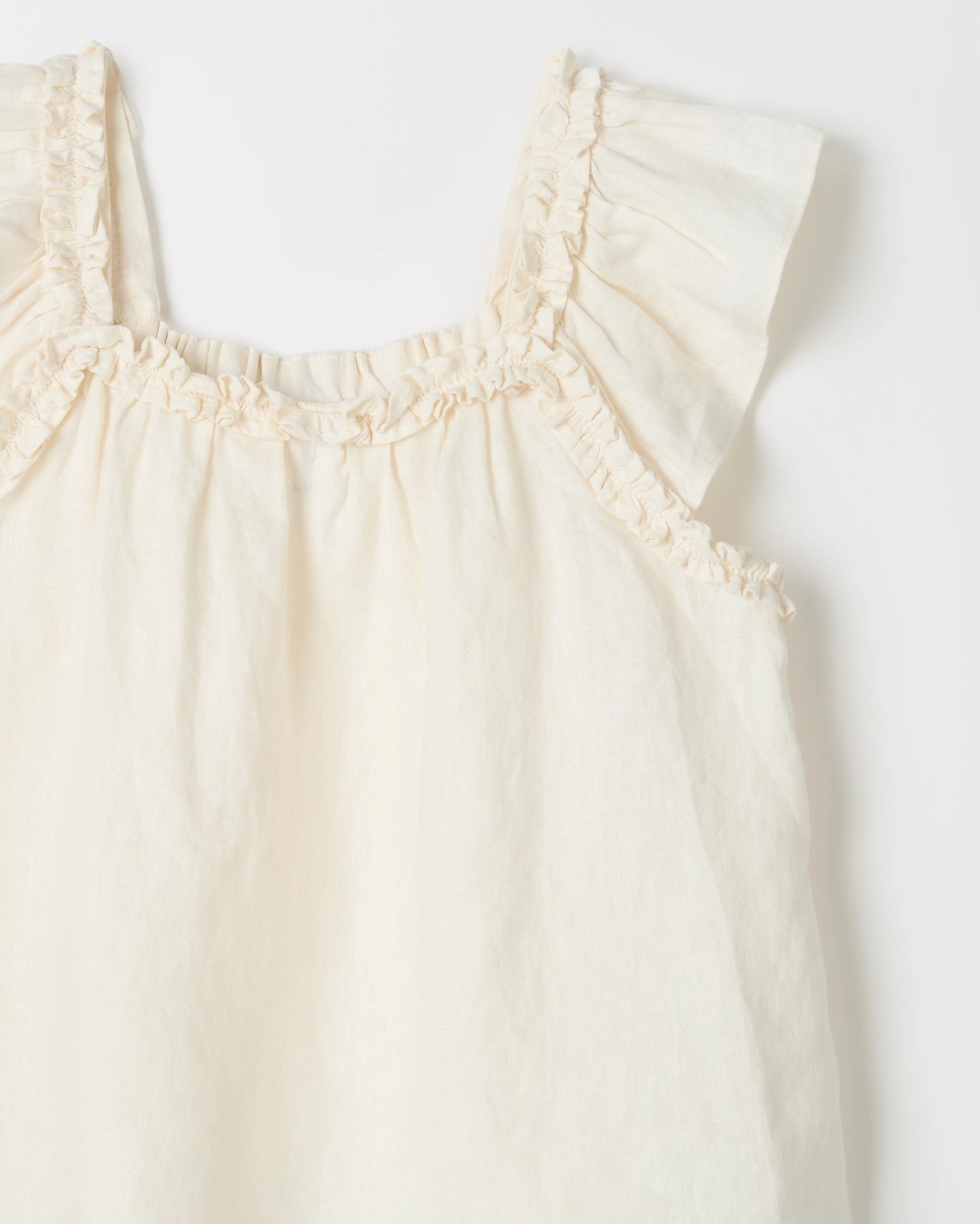 European Linen Flutter Sleeve Tank Top - Cream 6 of 6