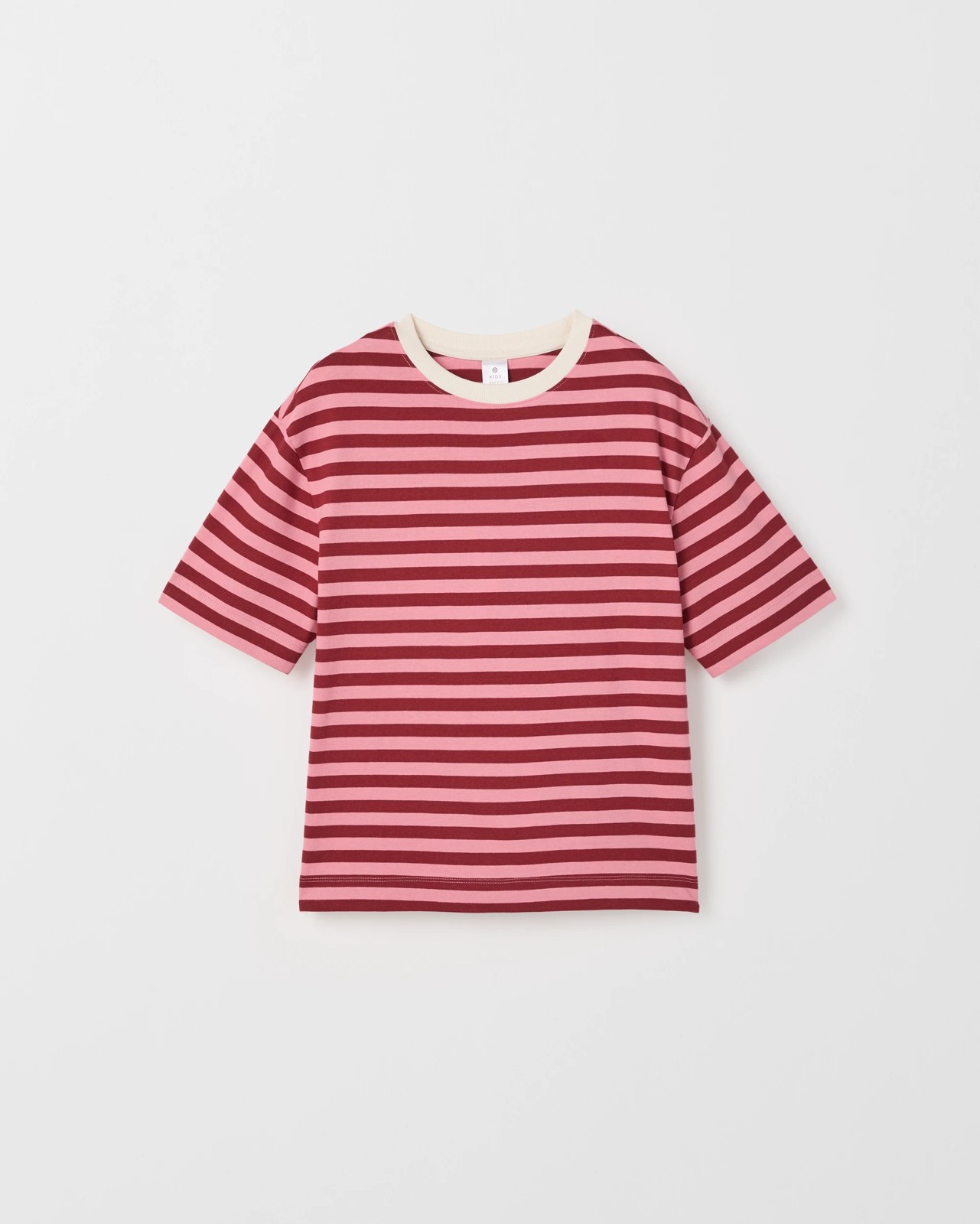 Australian Cotton Oversized T-Shirt - Pink Burgundy Stripe 5 of 6