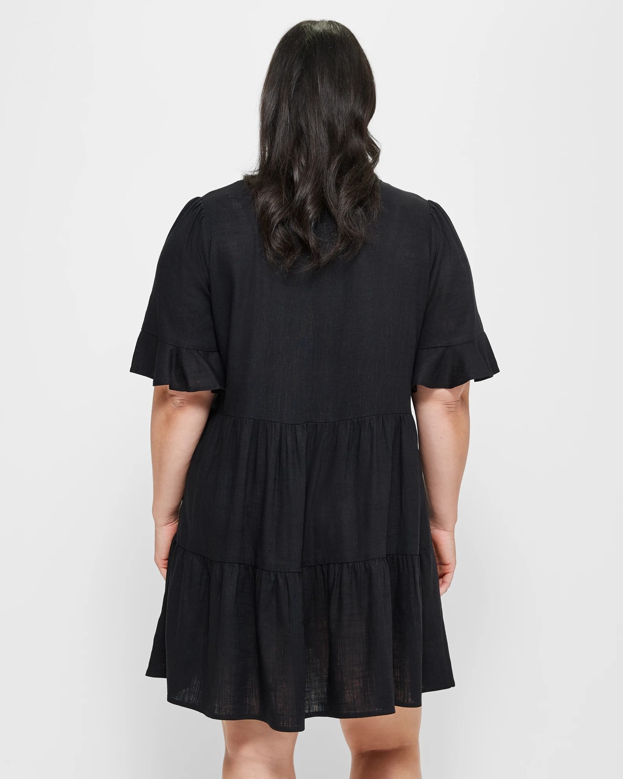 Curve Linen Blend Tiered Mini Dress 4 of 5