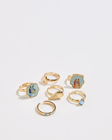 Bluey & Bingo 6 Pack Ring Set