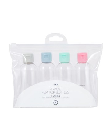 4 Pack Travel Solutions Flip Top Bottles
