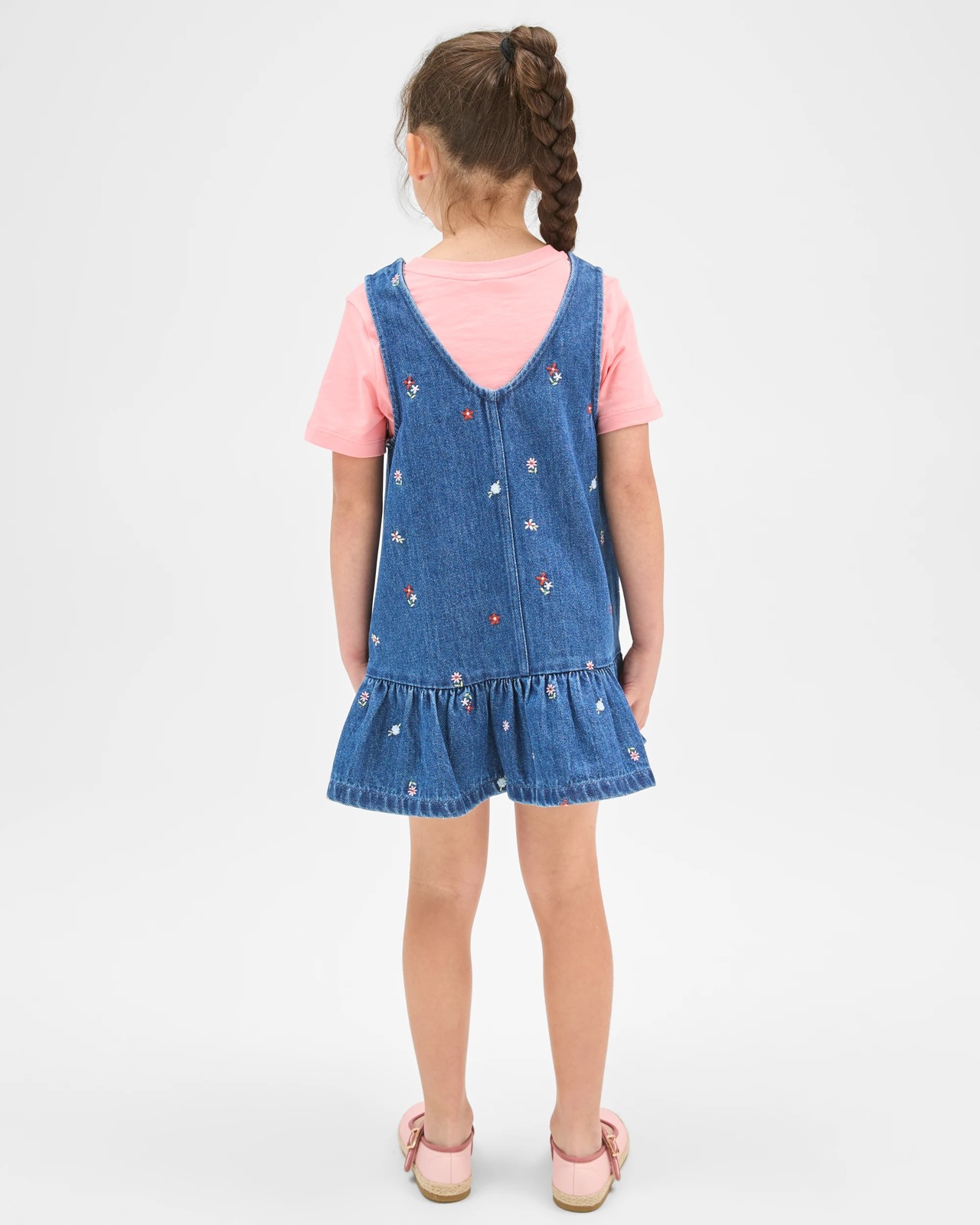 T-Shirt and Denim Ruffle Pinny Dress Set 5 of 5