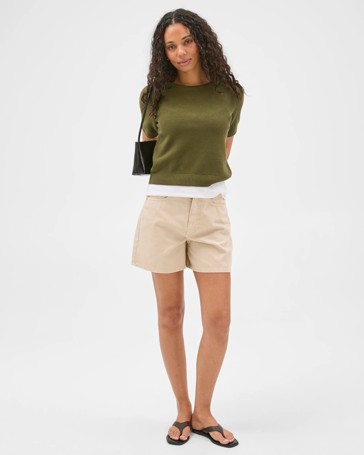 High Rise A-Line Denim Shorts