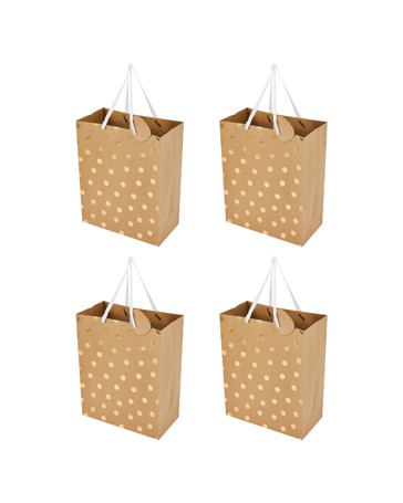 4 Pack Multi Kraft Foil Gift Bags, Large - Anko