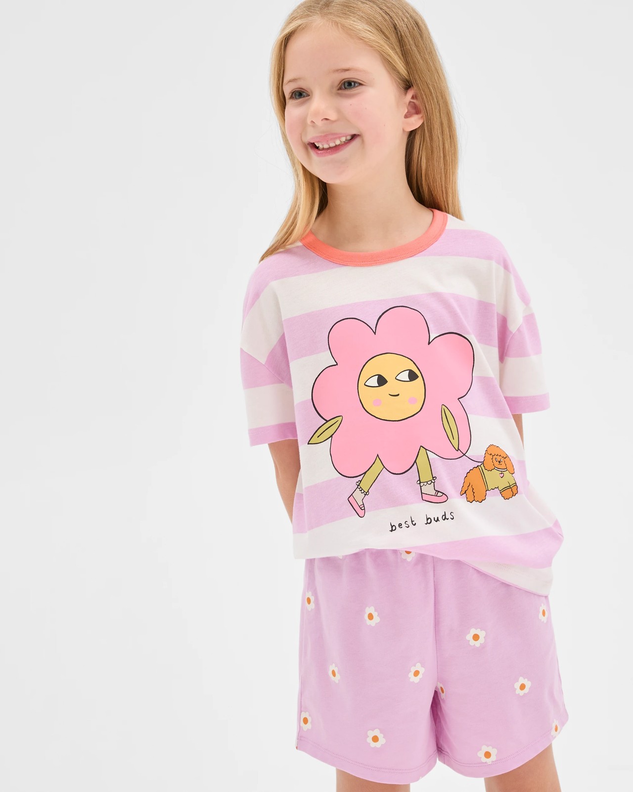 Australian Cotton Younger Girls Oversized Jersey Pyjama Set - Daisy 3 of 5