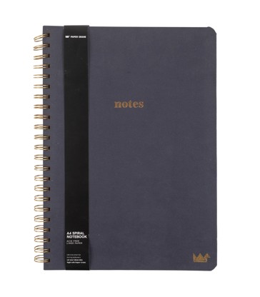 Paper Crane A4 Spiral Notebook - Navy Flocking
