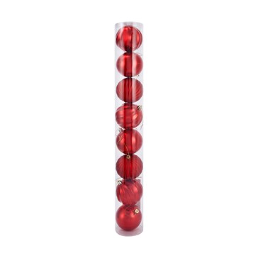8 Pack 8cm Baubles, Red - Anko