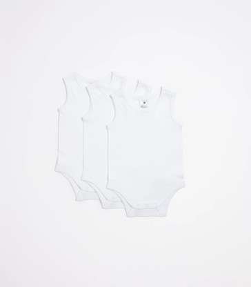 3 Pack Baby Organic Cotton Sleeveless Bodysuits