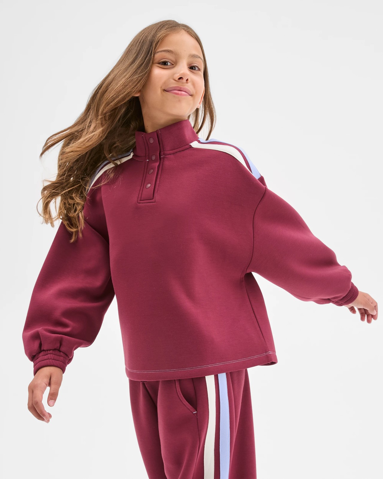 Scuba Fleece Balloon Sleeve Jumper - Burgundy 5 of 6