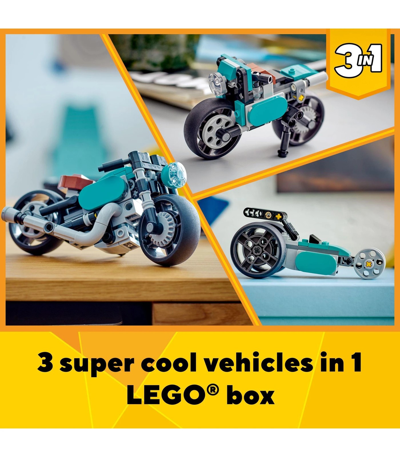 Lego Creator 3 In 1 Vintage Motorcycle Building Toys 31135 : Target