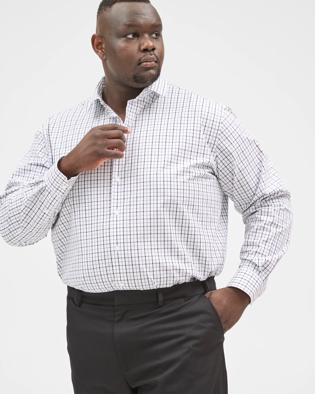 Plus Size Tattersal Check Business Shirt 3 of 6