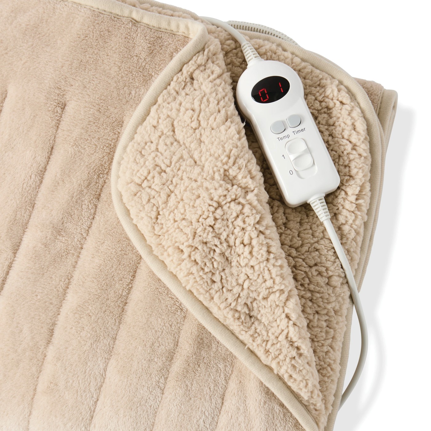 Anko Heated Throw Sherpa - Beige 5 of 5