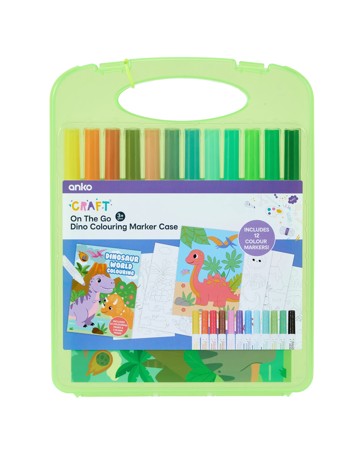 Anko On The Go Dino Colouring Marker Case