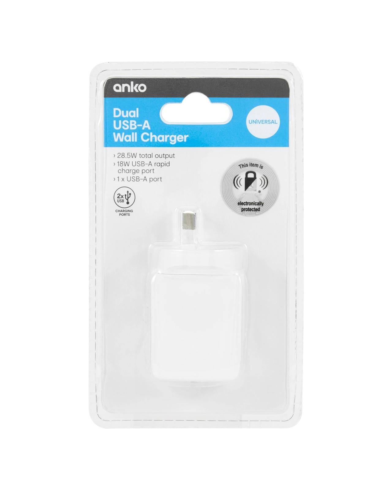 28.5W Dual USB-A Wall Charger - Anko 5 of 5