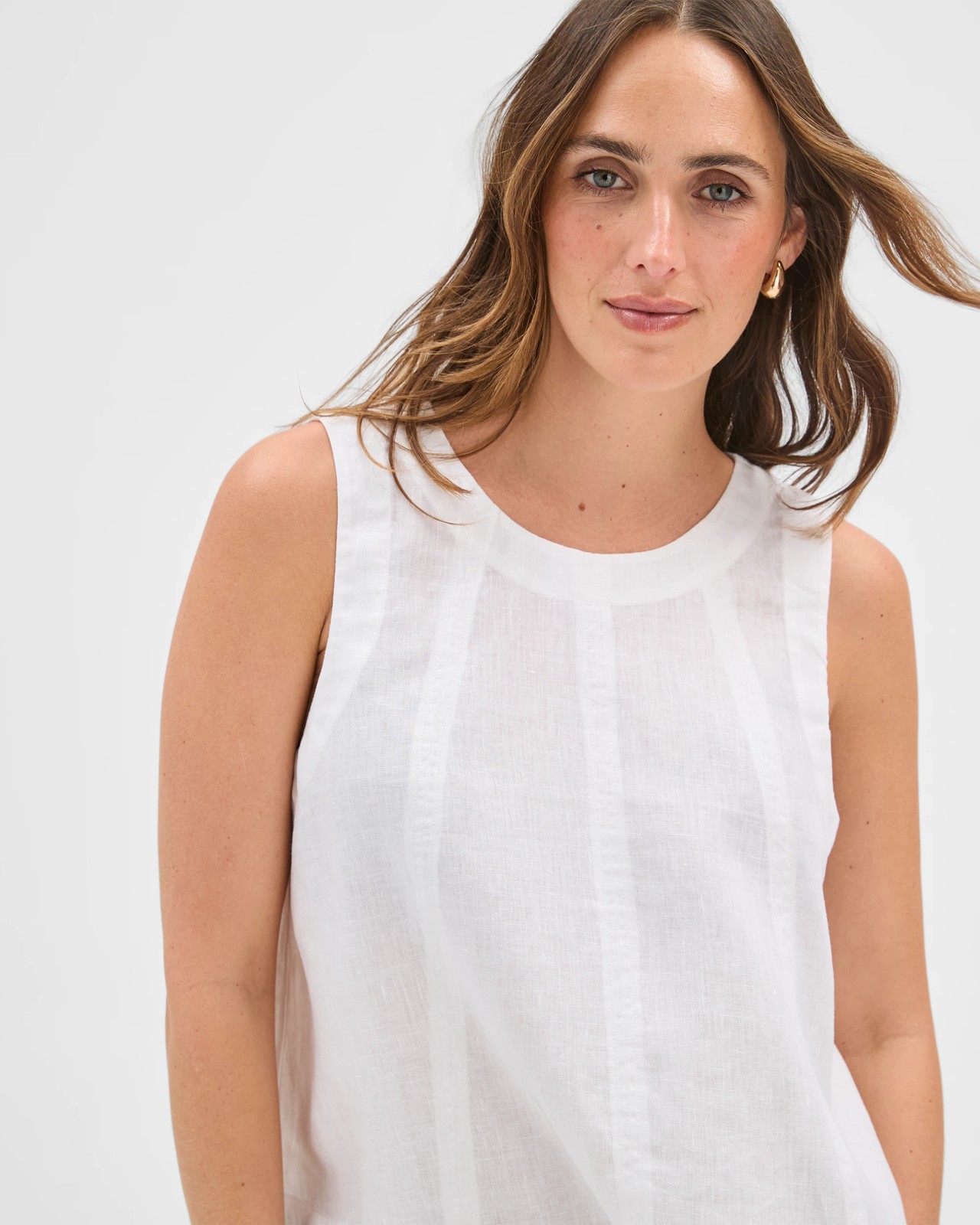 European Linen Swing Tank Top - White 3 of 6