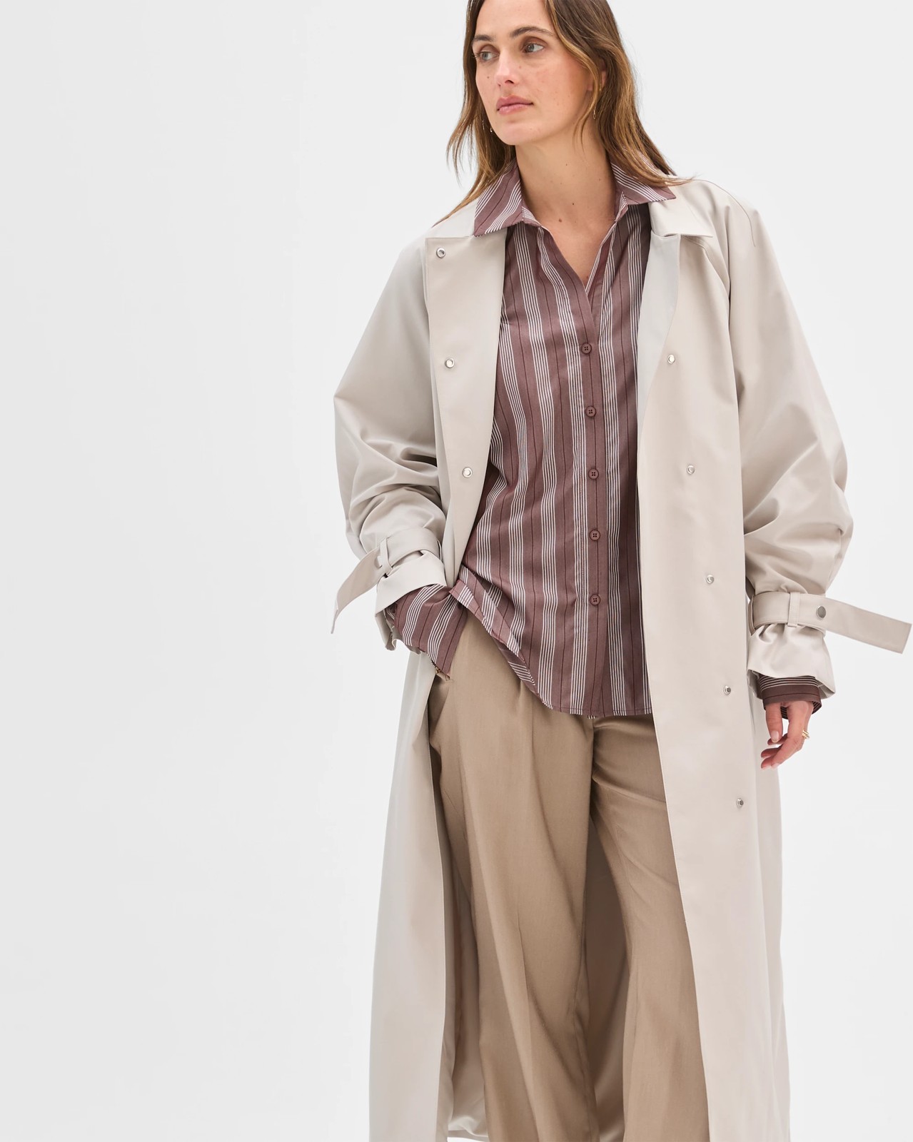 Preview Balloon Sleeve Shirt - Chocolate Stripe 2 of 5