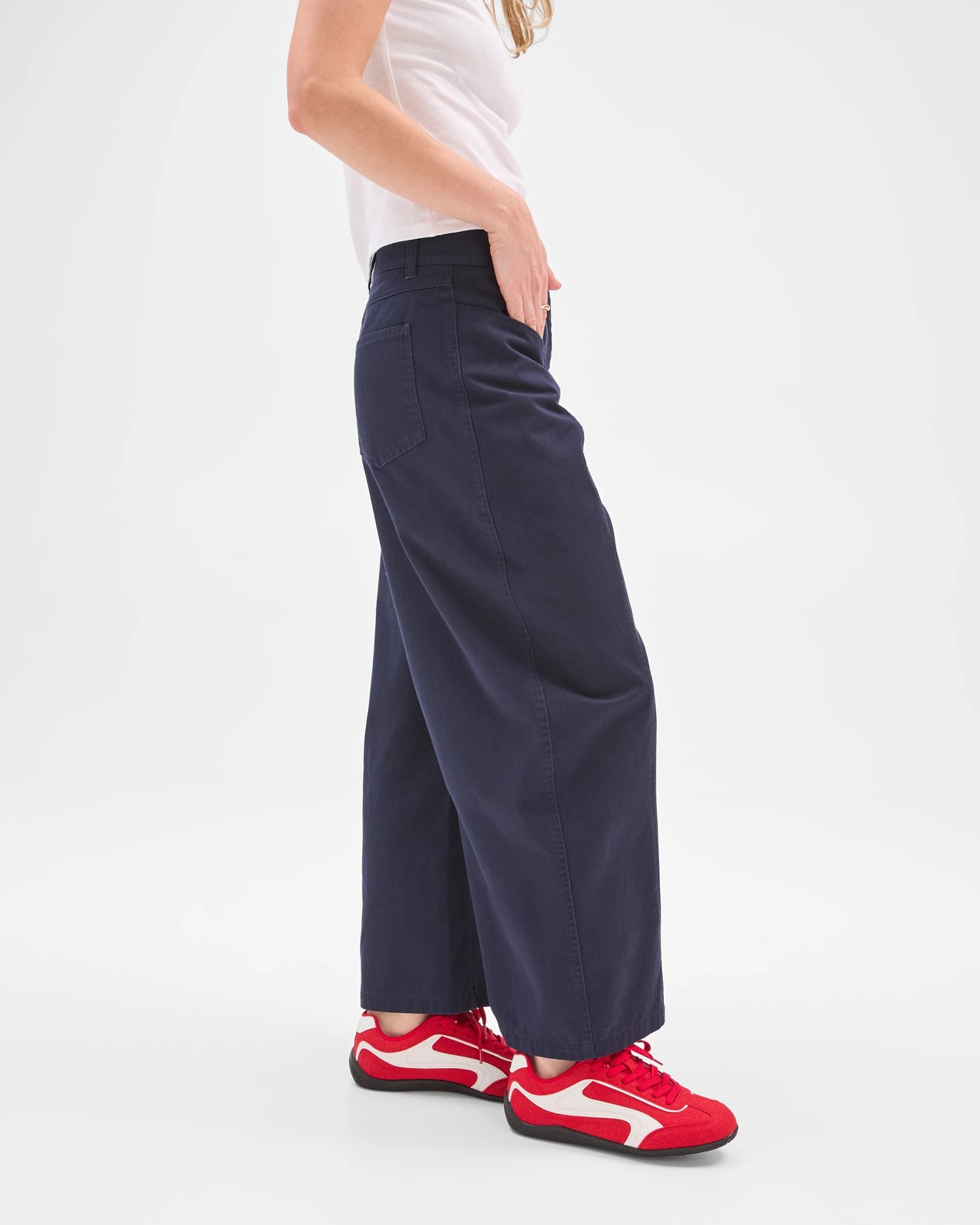 Lily Loves Australian Cotton Curved Pocket Barrel Leg Pants - Deep Navy 5 of 5