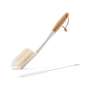 Bamboo Handle Bottle Brush, White - Anko