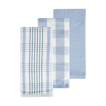 3 Pack Blue Gingham Tea Towels - Anko