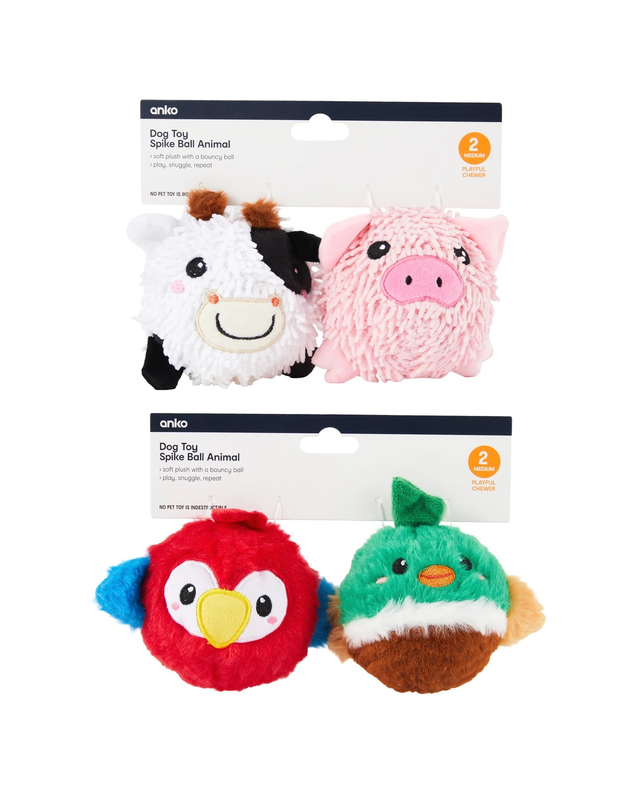 Anko Dog Toy Spike Ball Animal -  Assorted 4 of 4