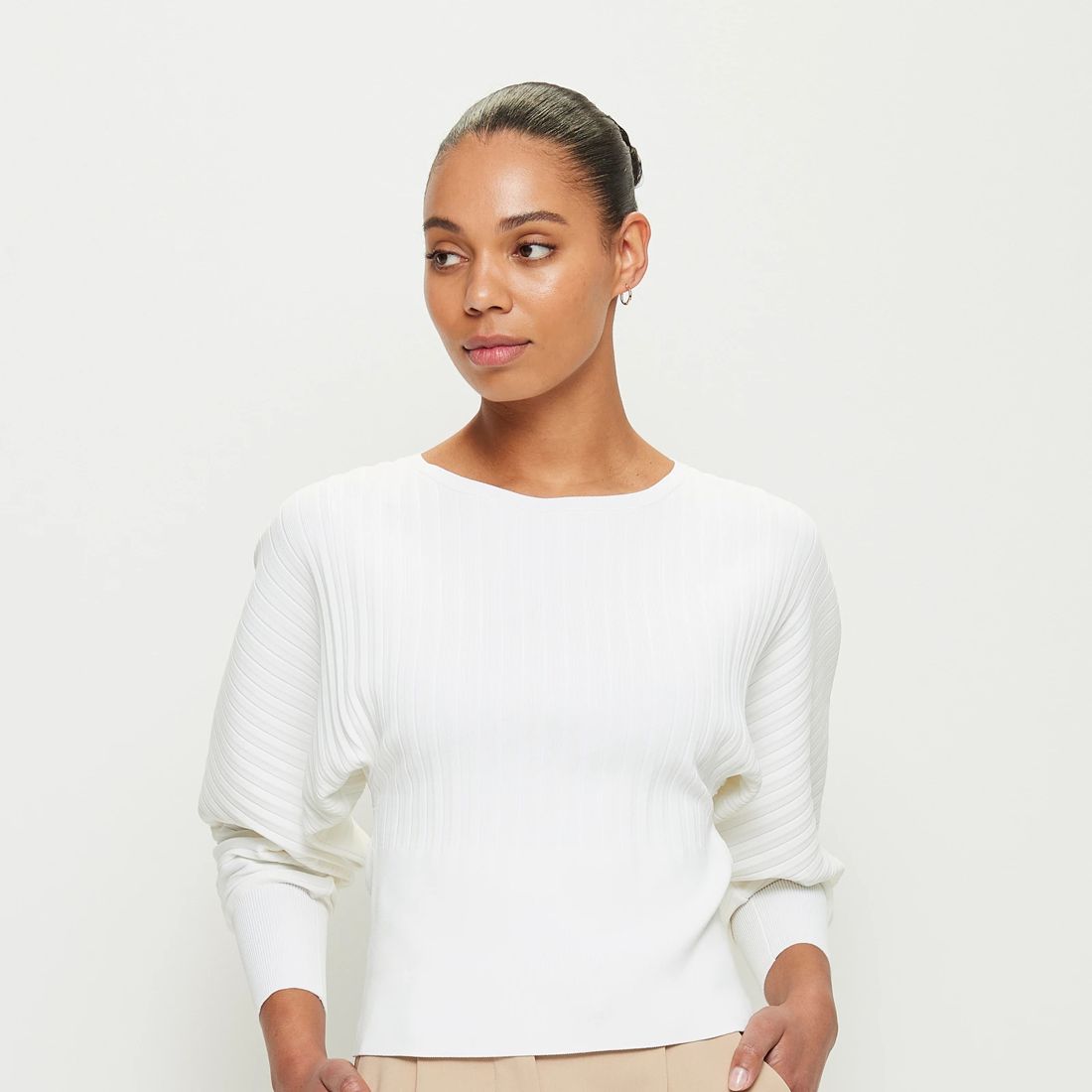 Boat Neck Ribbed Top Preview Eggnog Target Australia