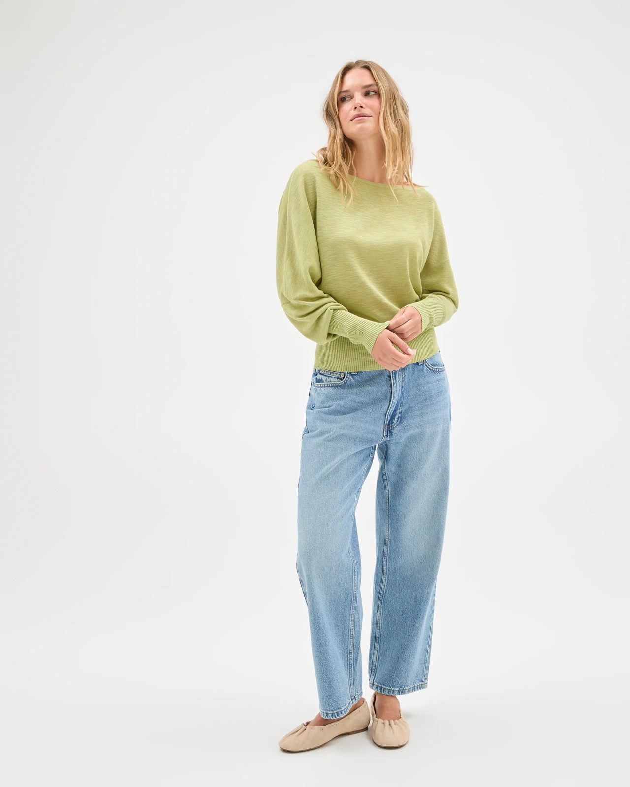 Lily Loves Slub Off Shoulder Knit Top - Matcha 2 of 5