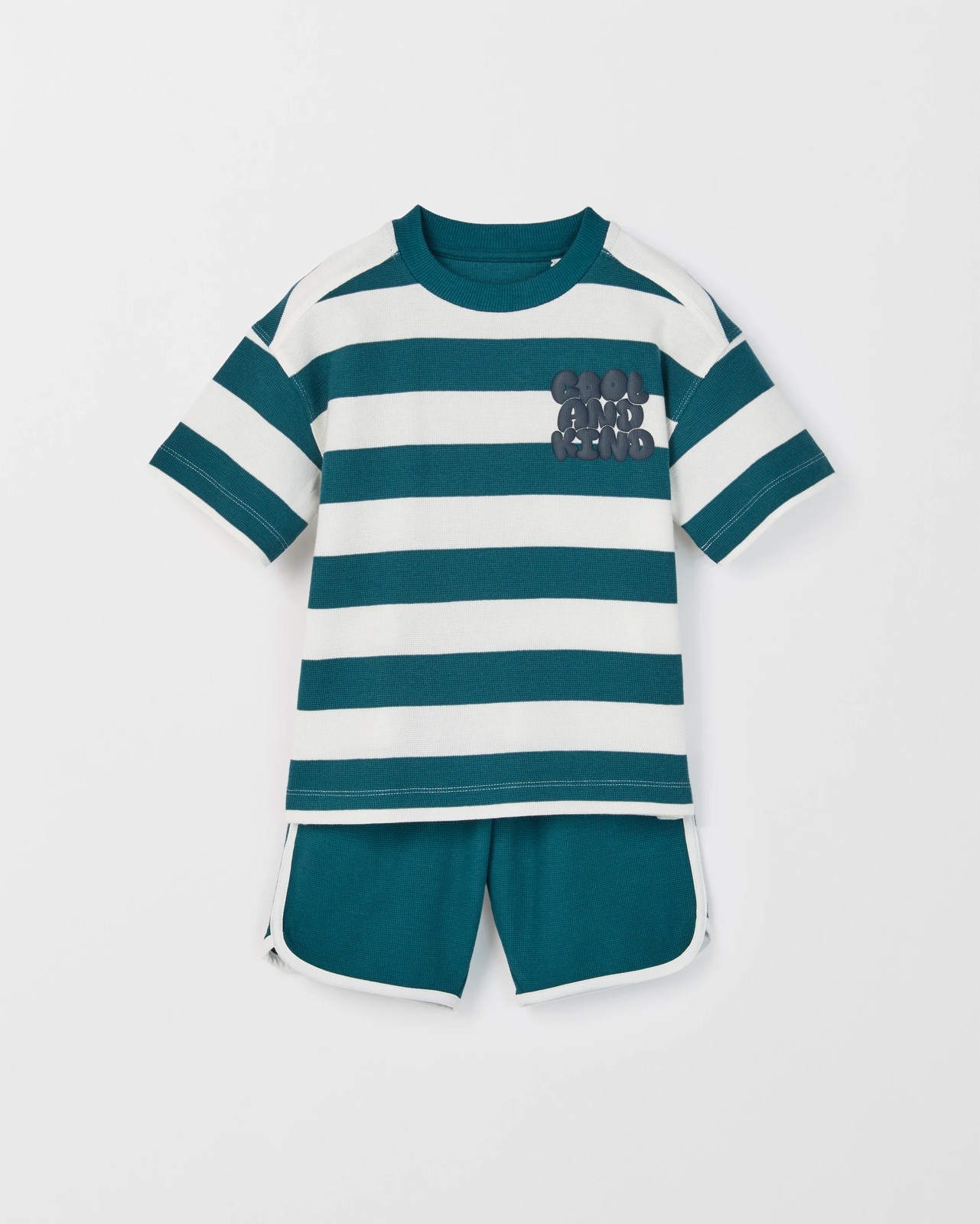 Australian Cotton Textured T-Shirt and Shorts 2 Piece Set - Green 5 of 5